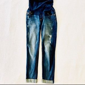 Pea in the Pod Maternity Distressed Crop Denim